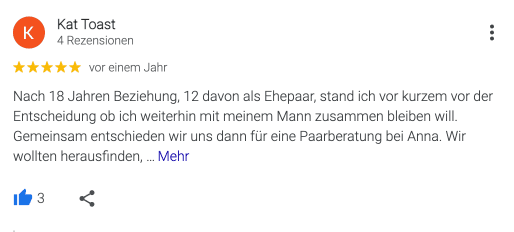 Google Rezension von Kat Toast